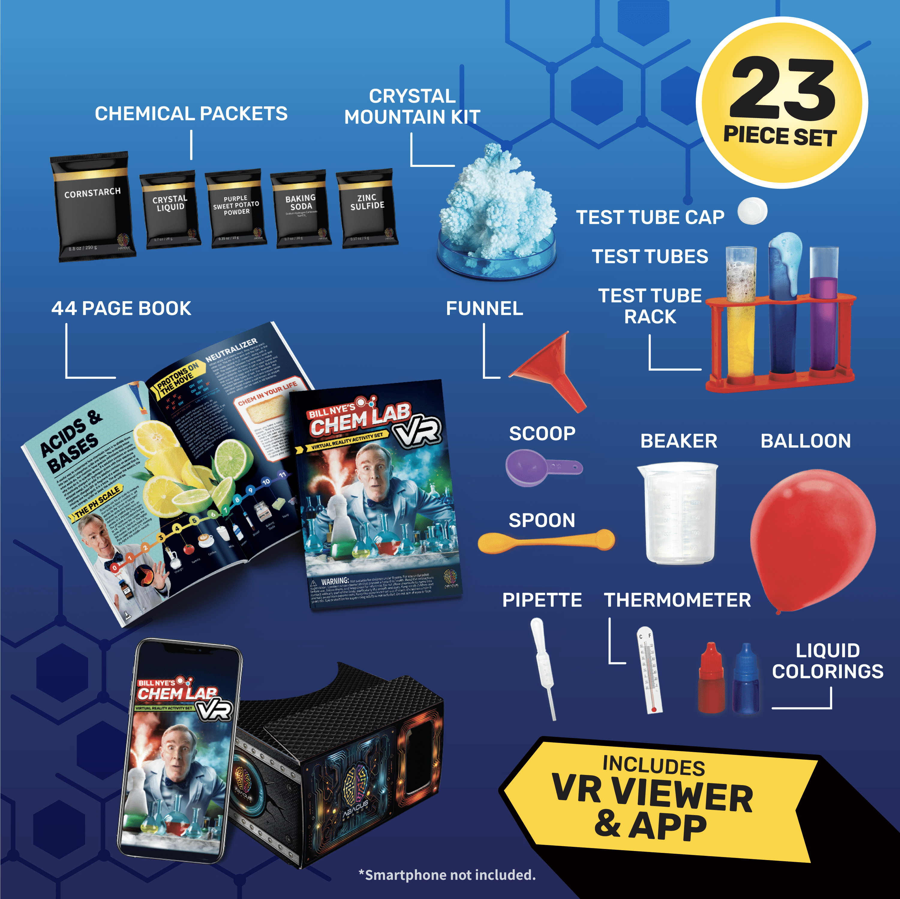 Bill Nye's Virtual Reality Chemistry Kit - CHEM LAB VR Abacus Brands 
