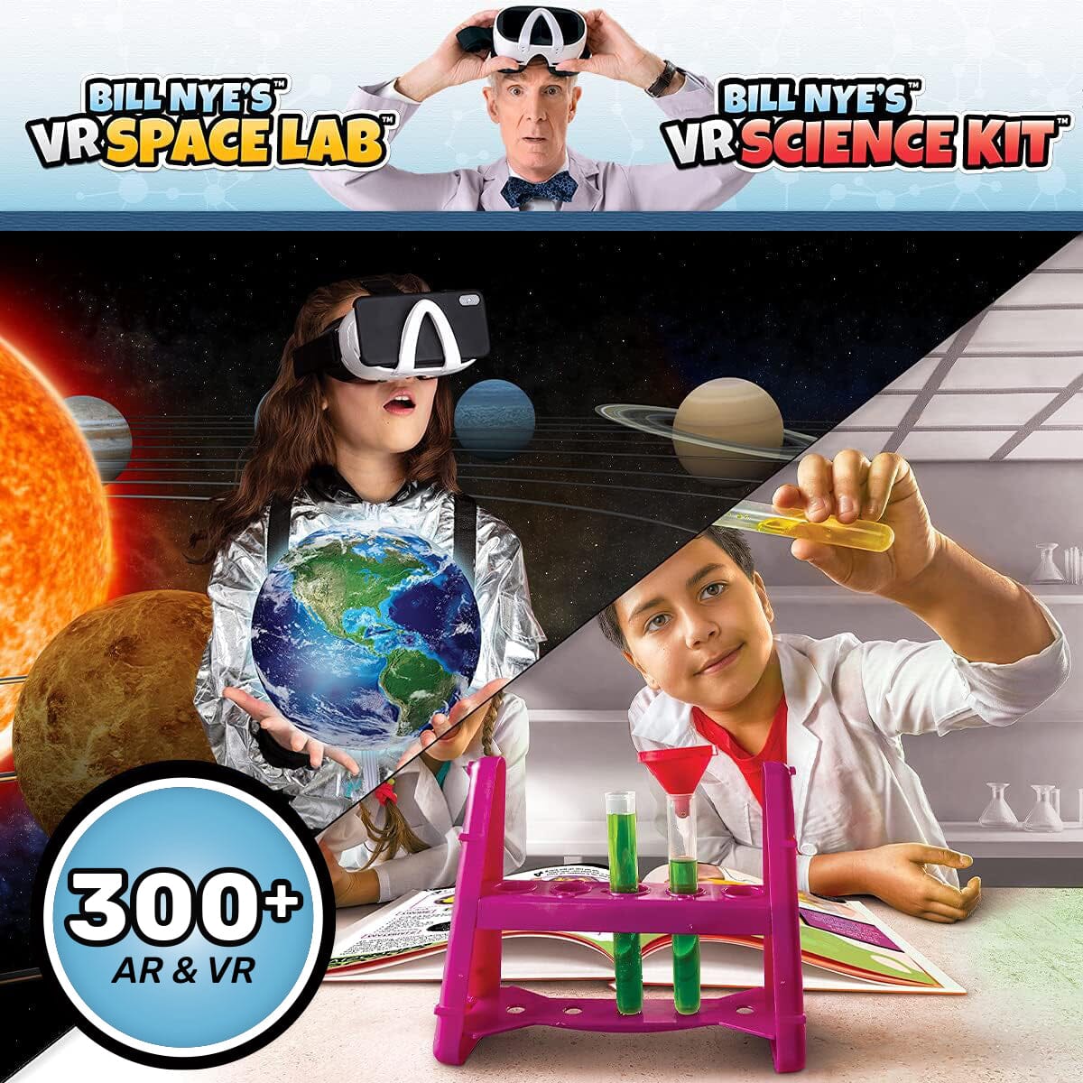 Bill Nye's VR Space Lab & Science 2 in 1 Bundle Pack Abacus Brands | Virtual Reality Educational Toys and Science Kits for Kids 