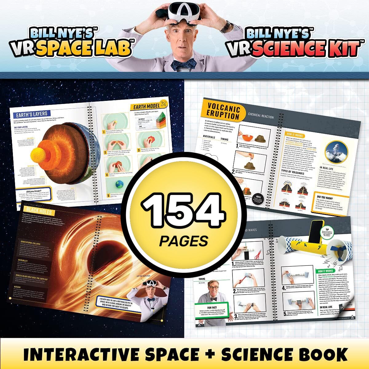 Bill Nye's VR Space Lab & Science 2 in 1 Bundle Pack Abacus Brands | Virtual Reality Educational Toys and Science Kits for Kids 