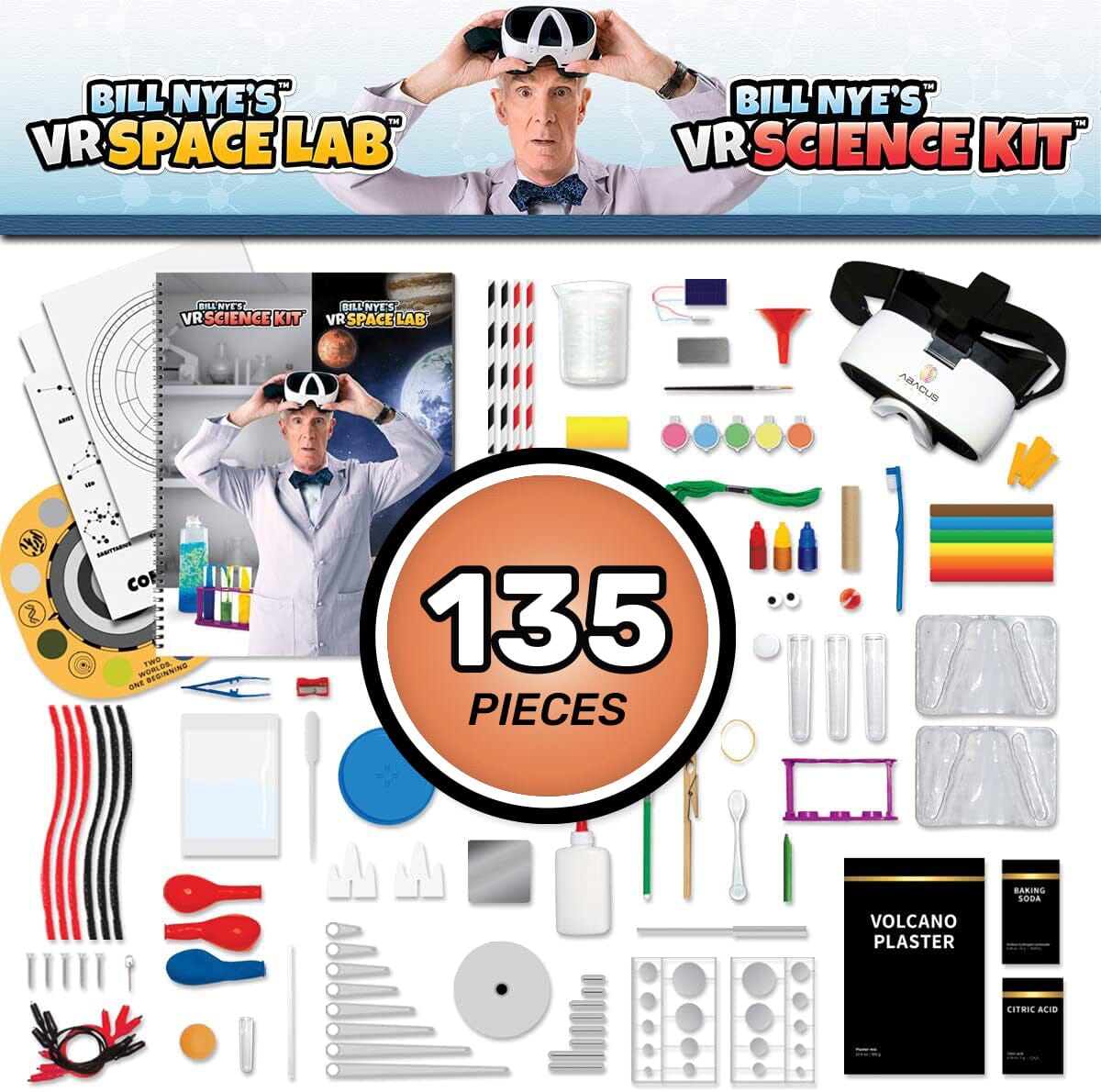 Bill Nye's VR Space Lab & Science 2 in 1 Bundle Pack Abacus Brands | Virtual Reality Educational Toys and Science Kits for Kids 