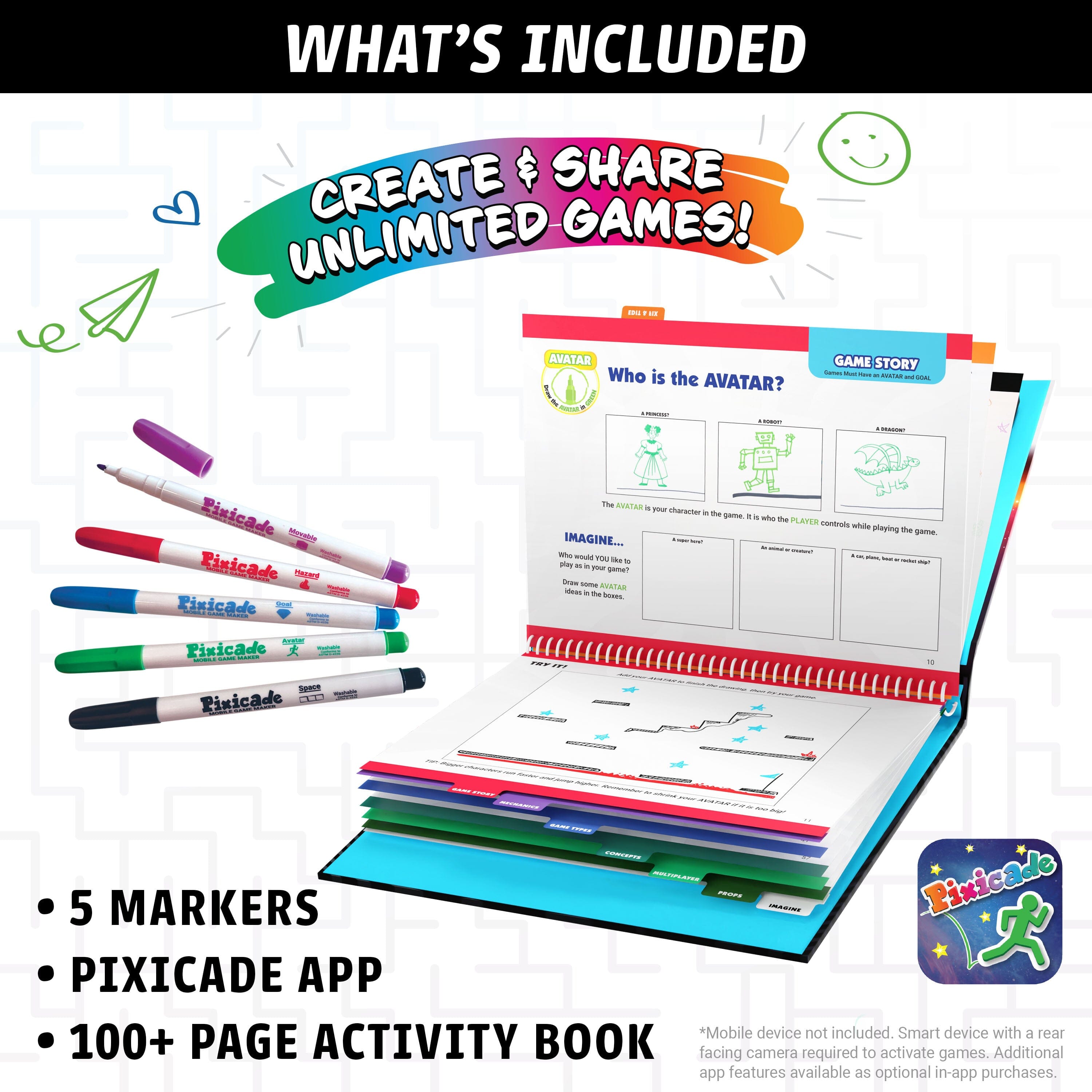 Draw Your Own Games! - Pixicade! Abacus Brands | Virtual Reality Educational Toys and Science Kits for Kids 