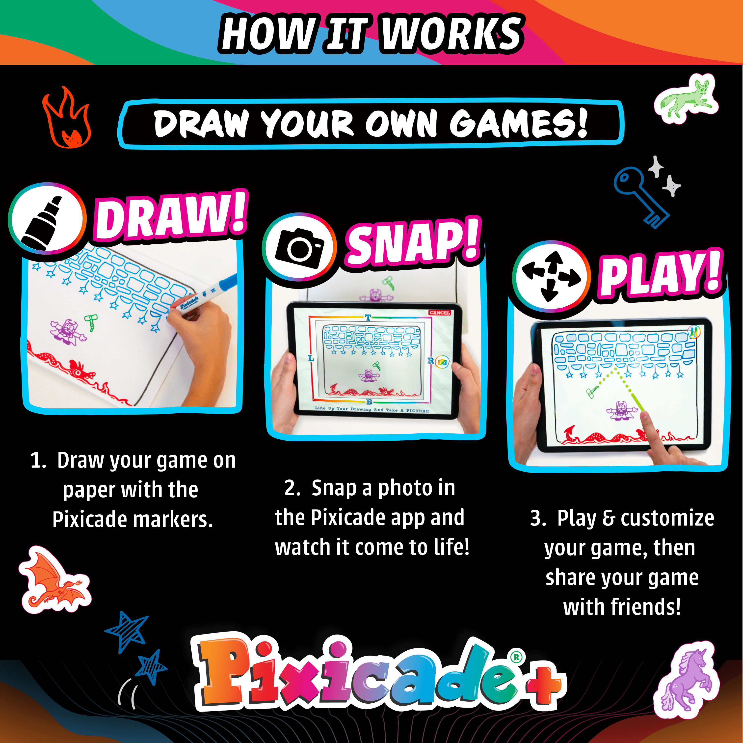 Draw Your Own Games! - Pixicade+ Abacus Brands | Virtual Reality Educational Toys and Science Kits for Kids 