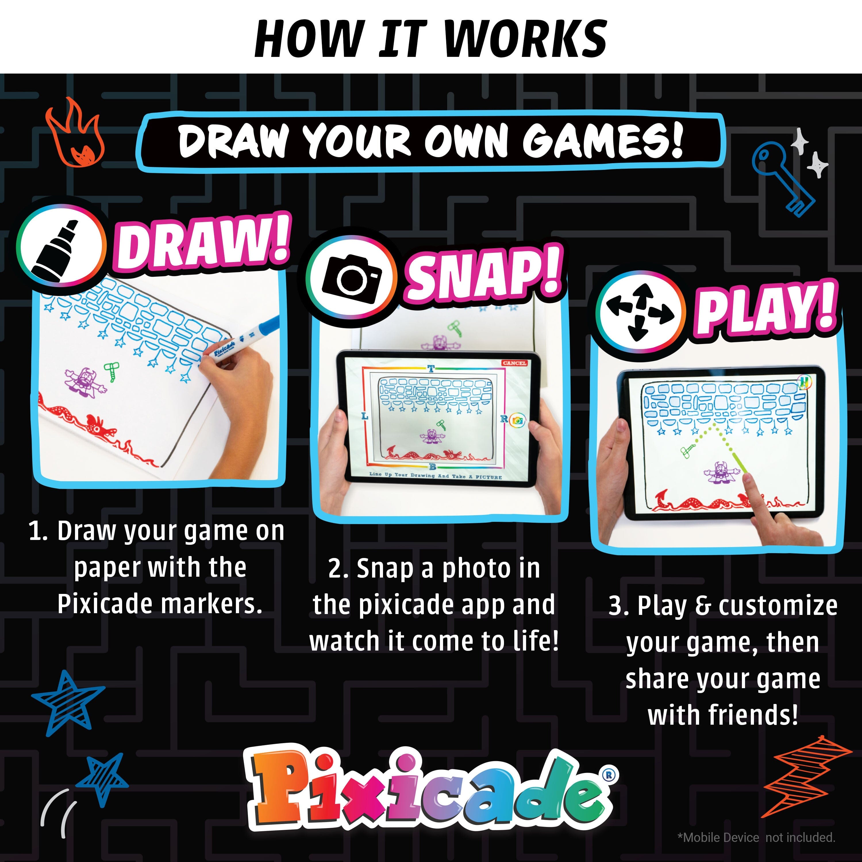 Draw Your Own Games! - Pixicade! Abacus Brands | Virtual Reality Educational Toys and Science Kits for Kids 
