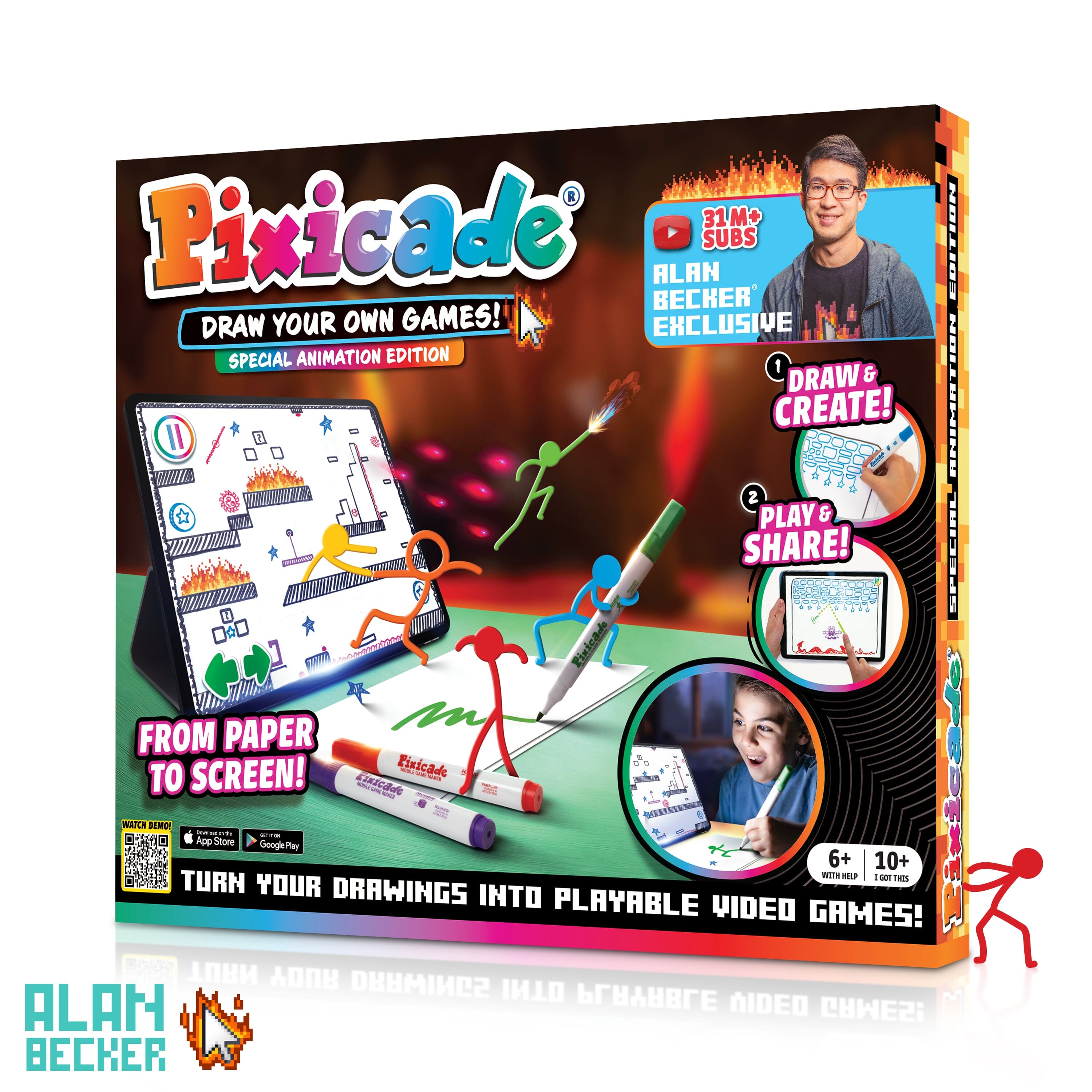 Draw Your Own Games! Special Animation Edition - Pixicade! - Alan Becker Abacus Brands | Virtual Reality Educational Toys and Science Kits for Kids 