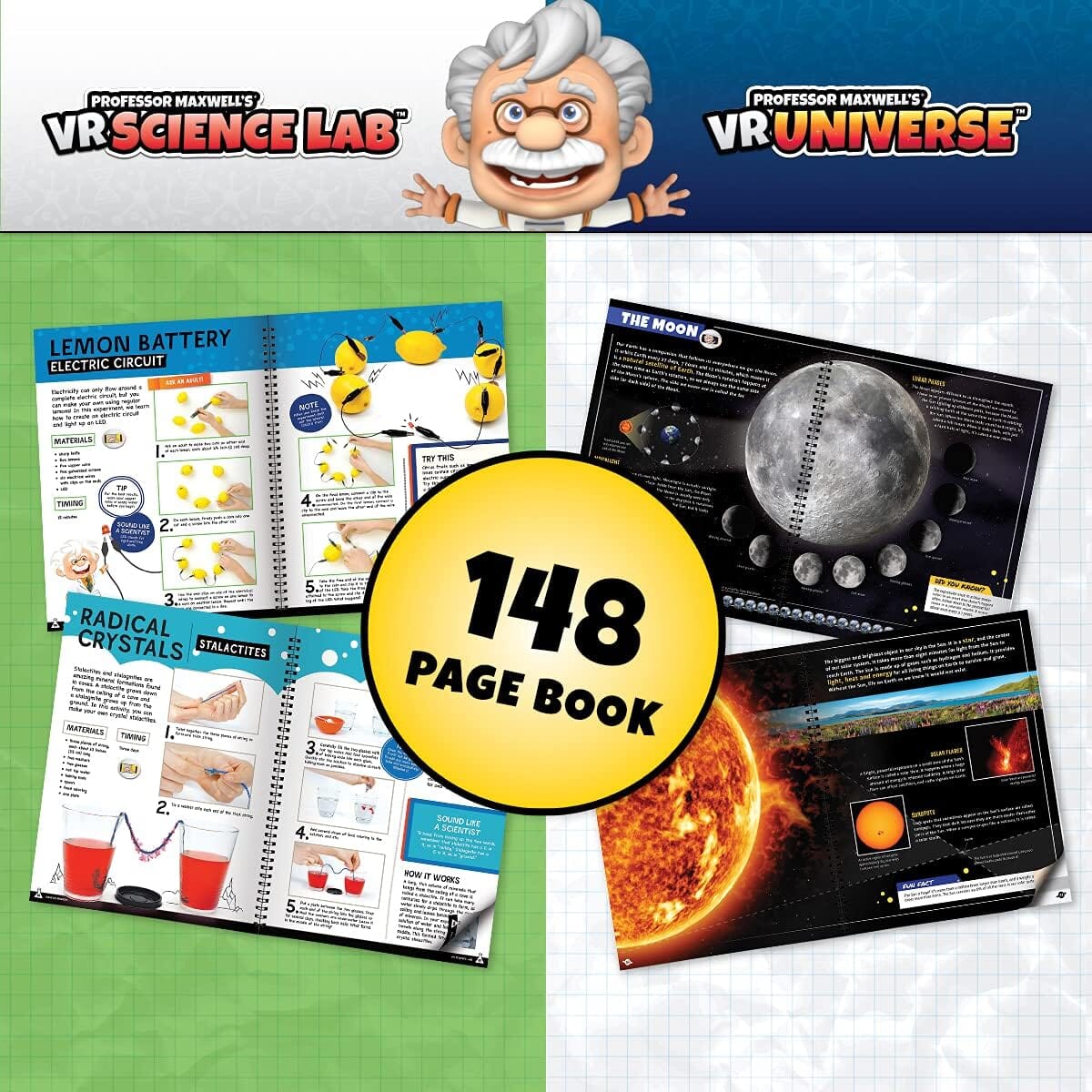 Professor Maxwell's Virtual Reality 2 in 1 Bundle Pack - VR Science Lab & Universe Abacus Brands | Virtual Reality Educational Toys and Science Kits for Kids 