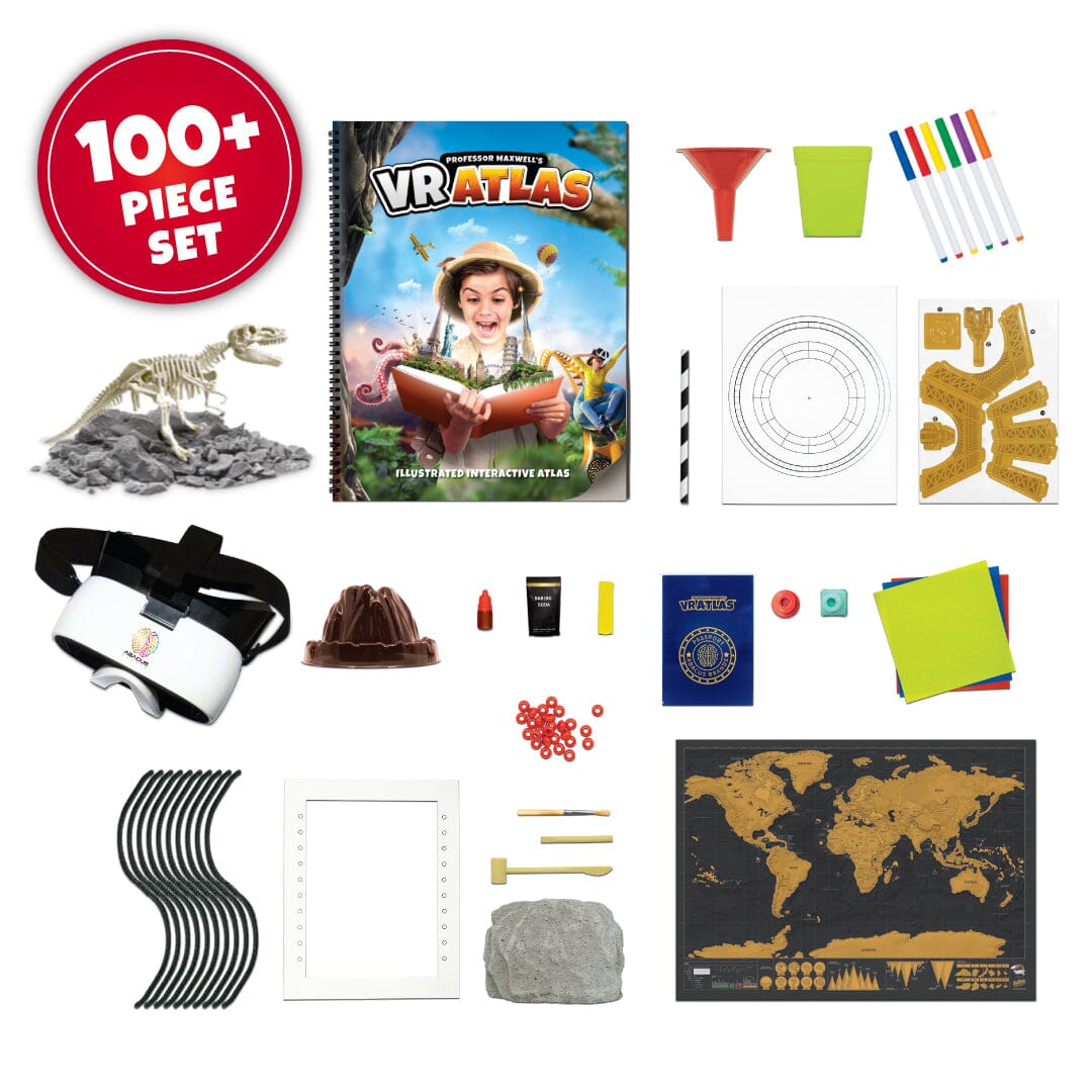 Professor Maxwell's VR Atlas World Travel Activity Kit Abacus Brands | Virtual Reality Educational Toys and Science Kits for Kids 