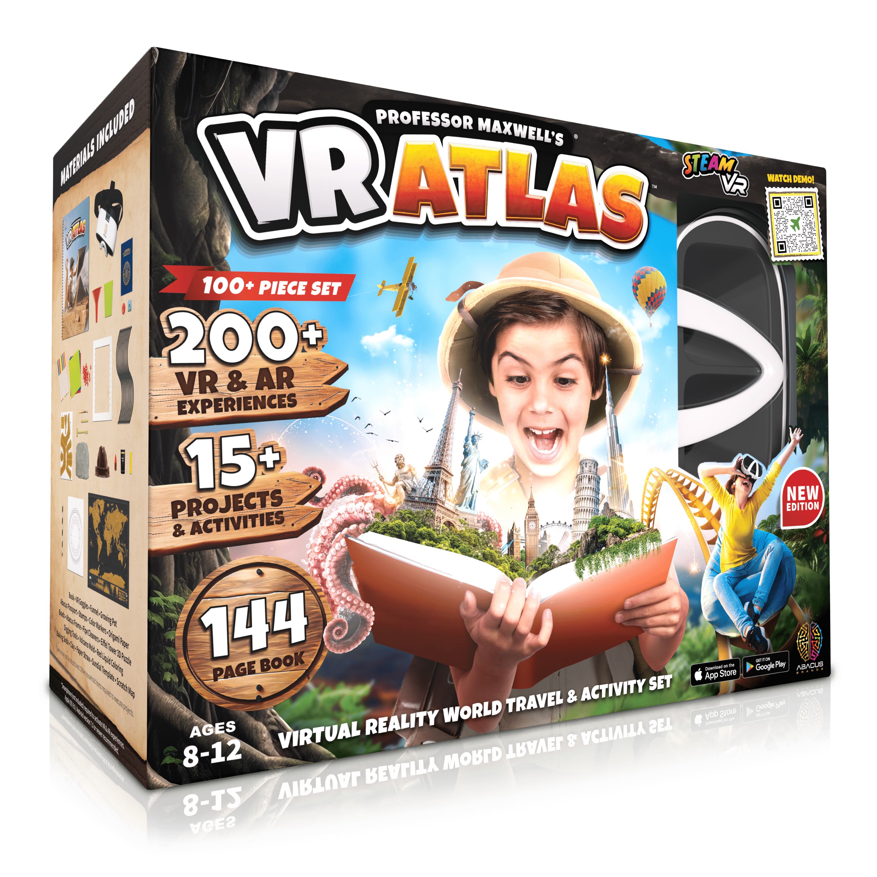 Professor Maxwell's VR Atlas World Travel Activity Kit Abacus Brands | Virtual Reality Educational Toys and Science Kits for Kids 