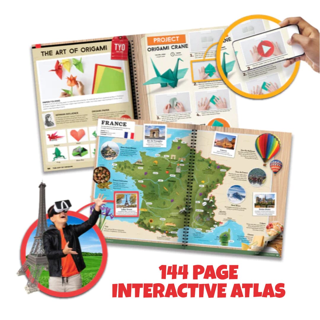 Professor Maxwell's VR Atlas World Travel Activity Kit Abacus Brands | Virtual Reality Educational Toys and Science Kits for Kids 