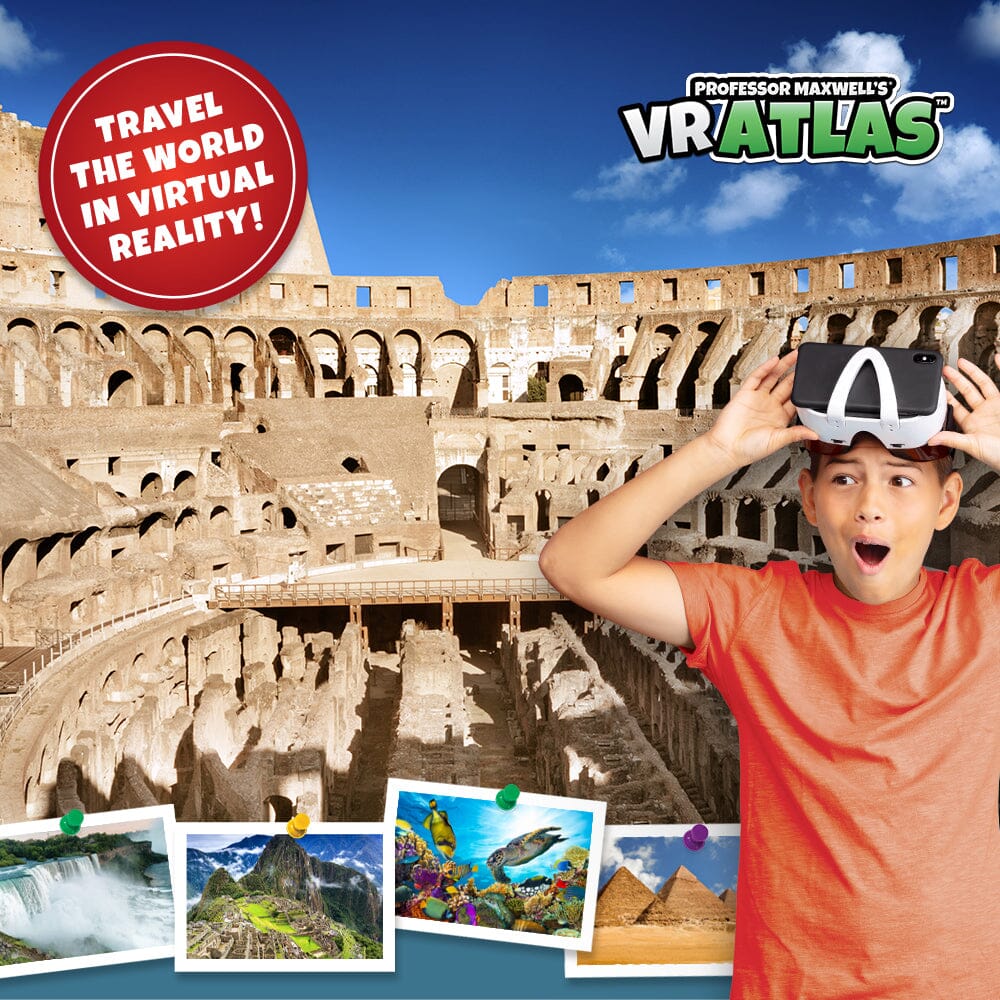 Professor Maxwell's VR Atlas World Travel Activity Kit Abacus Brands | Virtual Reality Educational Toys and Science Kits for Kids 