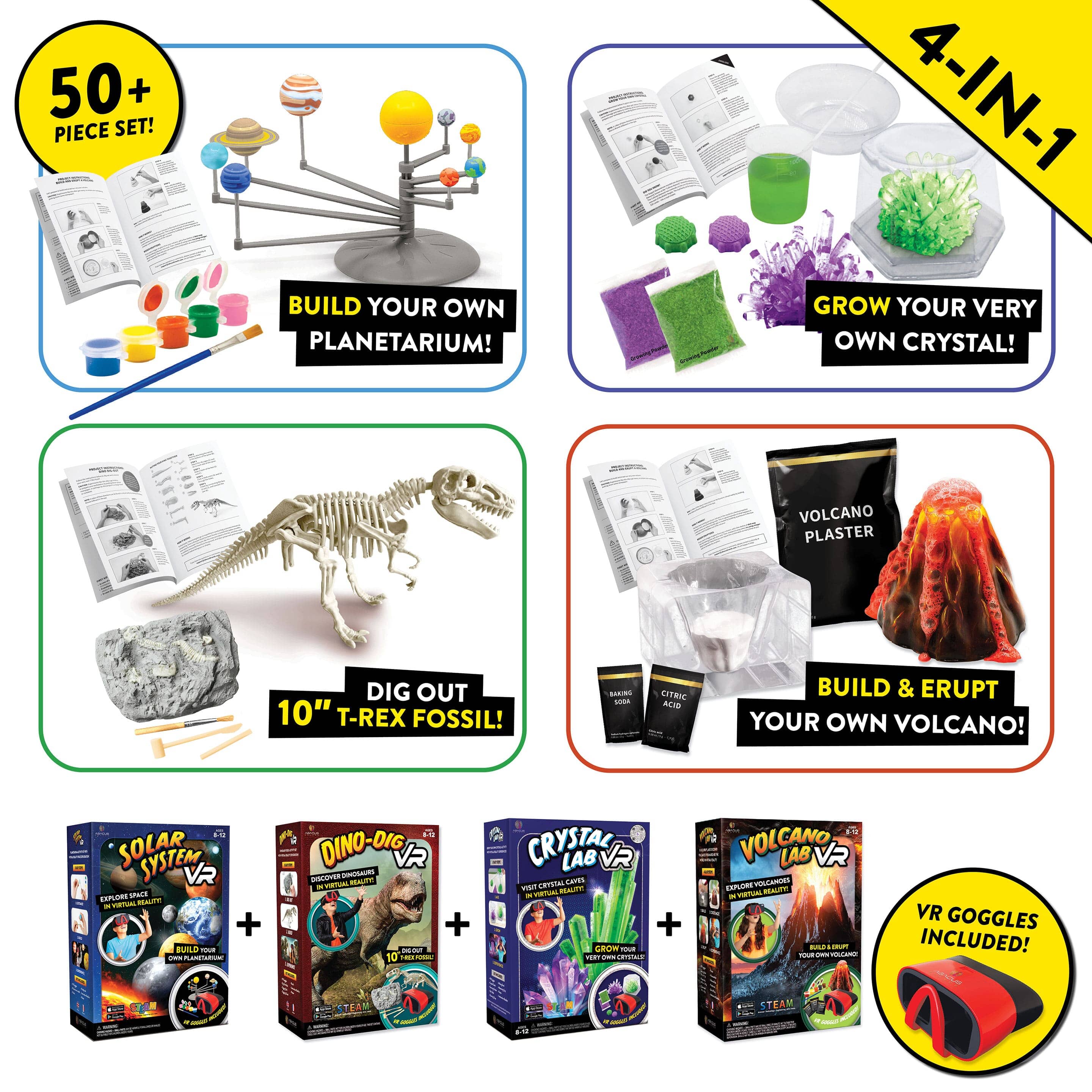 Project Lab Science Bundle Pack - 4 in 1 VR Mega Pack Abacus Brands | Virtual Reality Educational Toys and Science Kits for Kids 