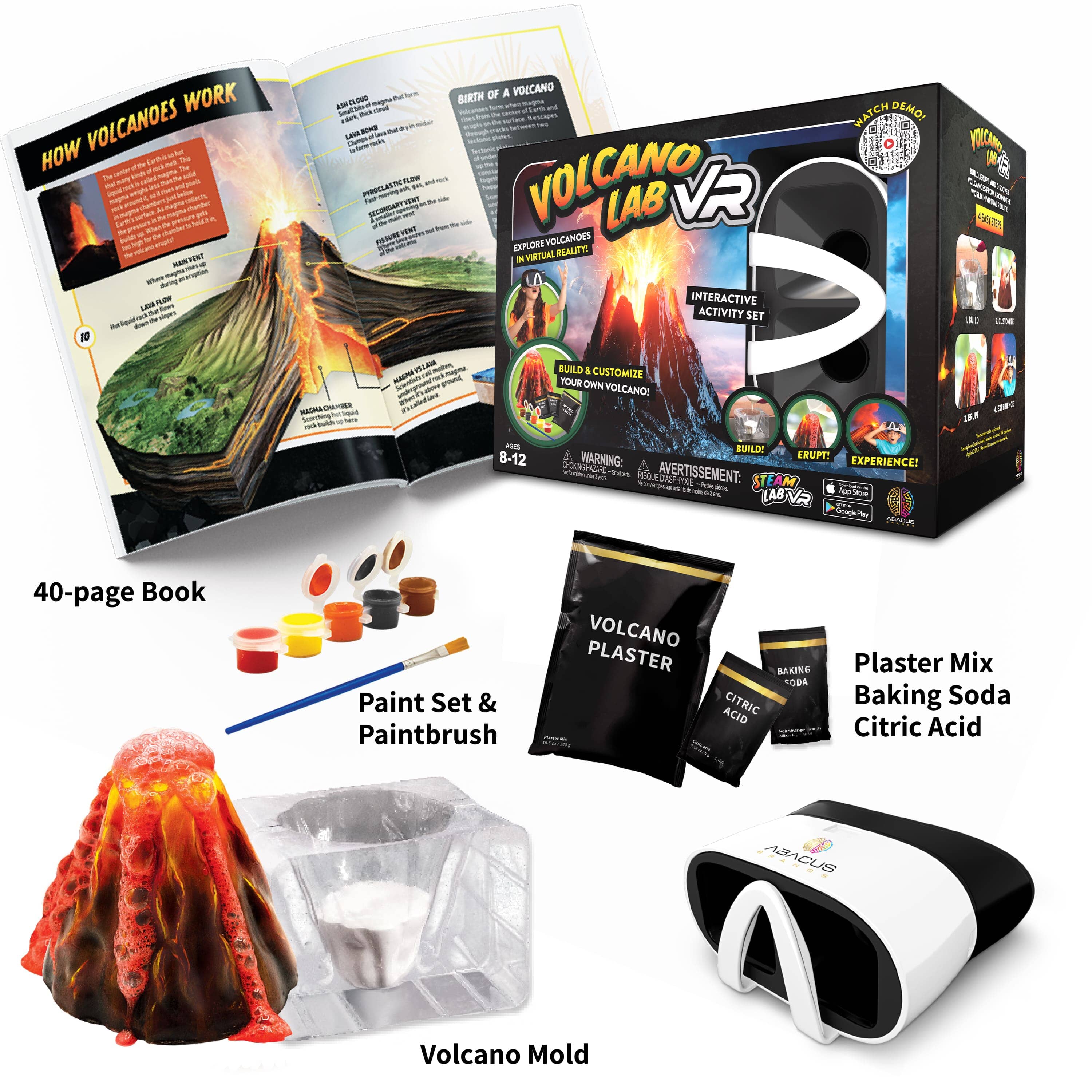 STEAM LAB VIRTUAL REALITY KIDS TOY - VOLCANO LAB VR Abacus Brands | Virtual Reality Educational Toys and Science Kits for Kids 