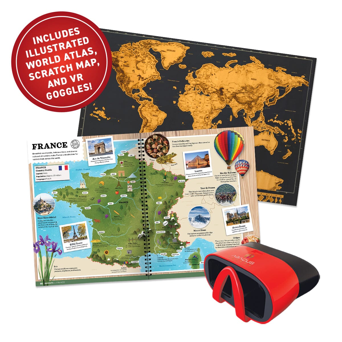 Deluxe Virtual Reality Gift Set - World Atlas! Abacus Brands | Virtual Reality Educational Toys and Science Kits for Kids 