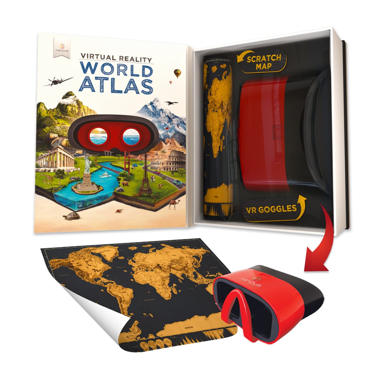 Deluxe Virtual Reality Gift Set - World Atlas! Abacus Brands | Virtual Reality Educational Toys and Science Kits for Kids 