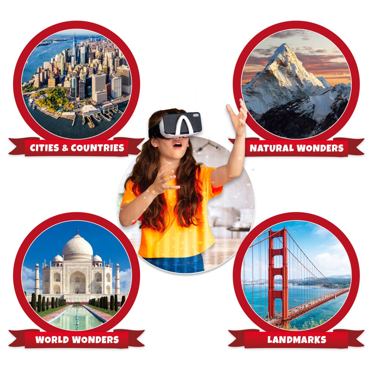 Deluxe Virtual Reality Gift Set - World Atlas! Abacus Brands | Virtual Reality Educational Toys and Science Kits for Kids 