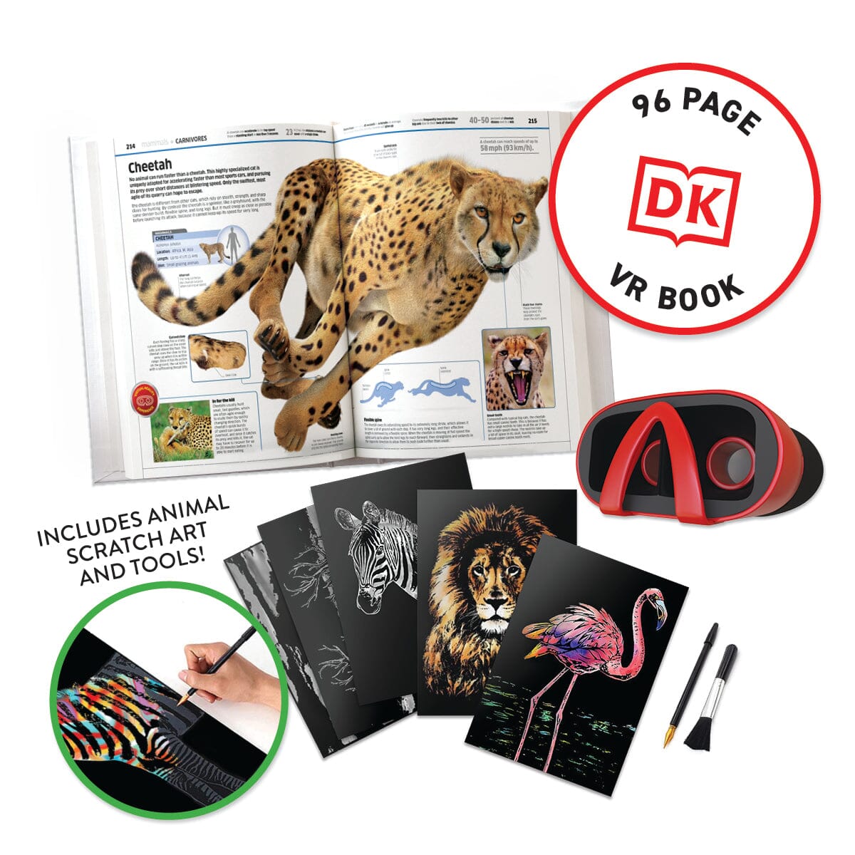 Virtual Reality Animals Discovery Gift Set w/ DK Book Abacus Brands | Virtual Reality Educational Toys and Science Kits for Kids 