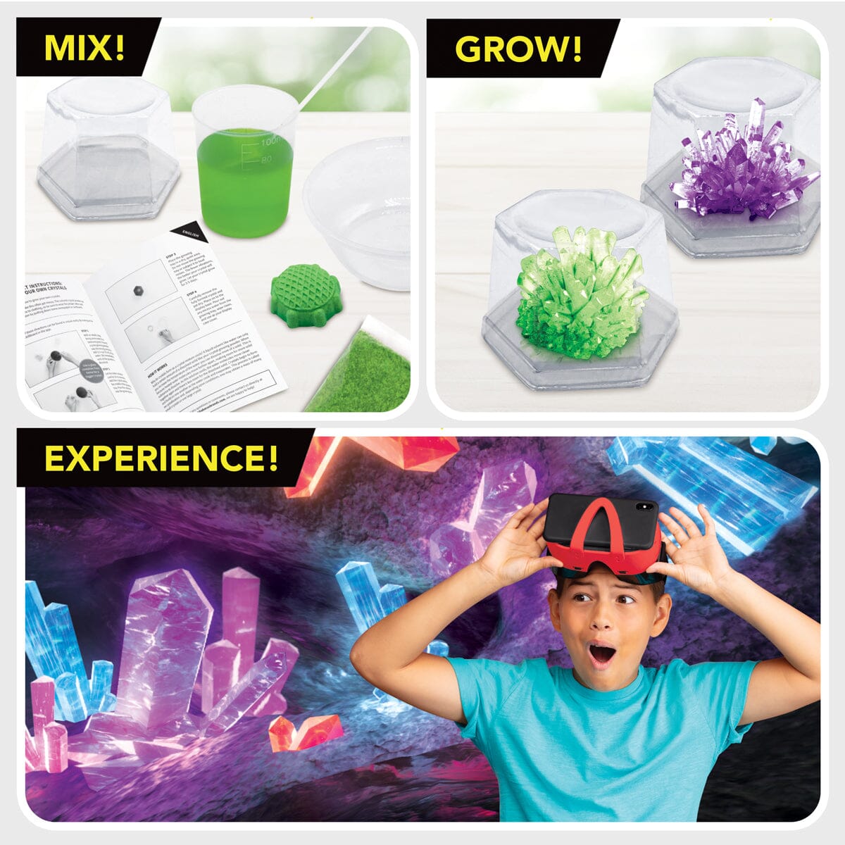 Virtual Reality Crystal Growing Kit - CRYSTAL LAB VR Abacus Brands | Virtual Reality Educational Toys and Science Kits for Kids 