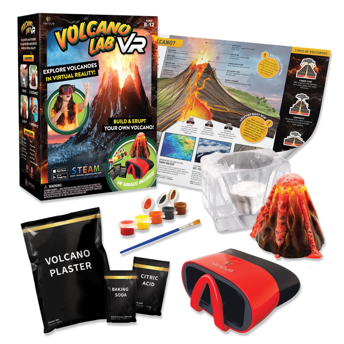 Virtual Reality Volcano Exploration Kit - VOLCANO LAB VR Abacus Brands | Virtual Reality Educational Toys and Science Kits for Kids 