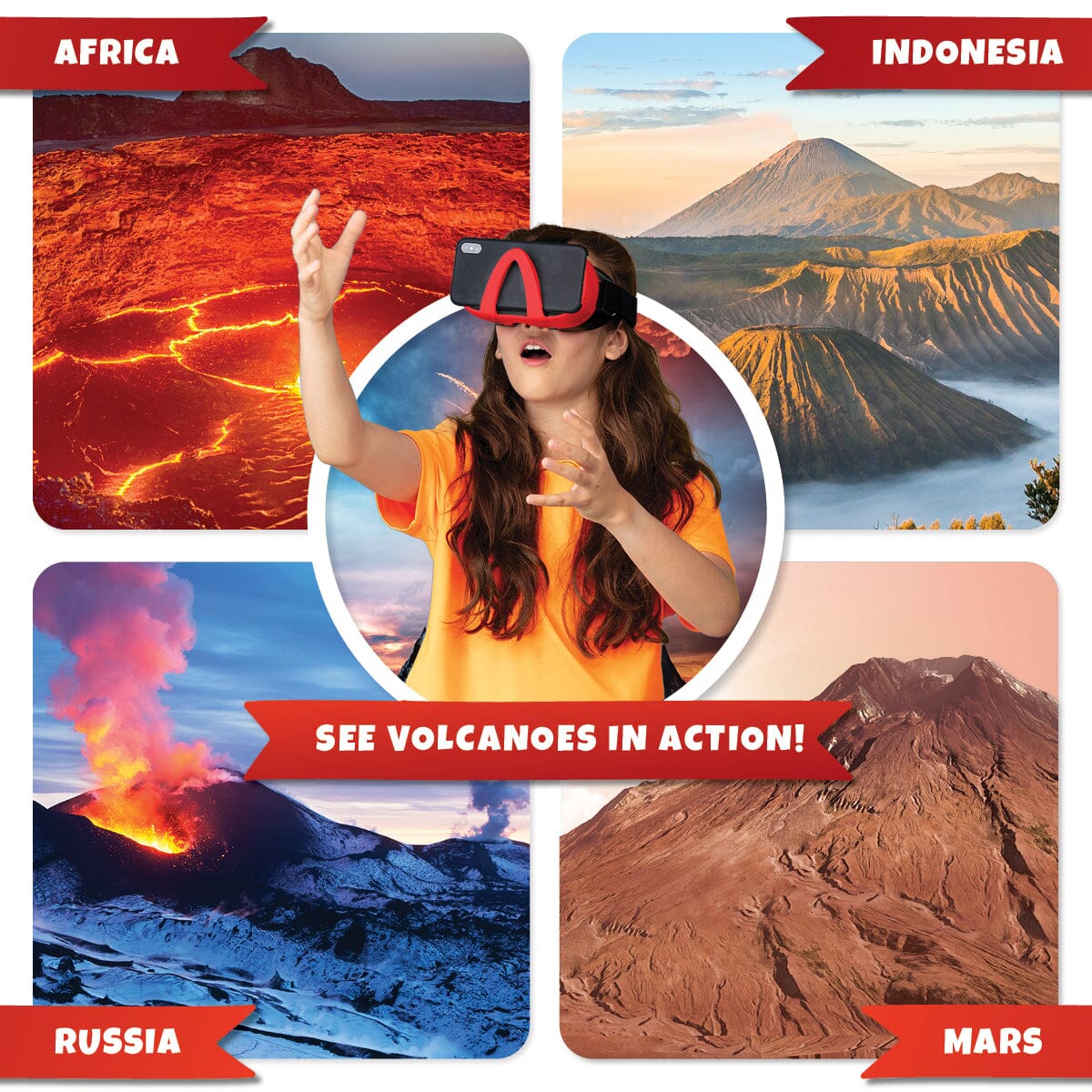 Virtual Reality Volcano Exploration Kit - VOLCANO LAB VR Abacus Brands | Virtual Reality Educational Toys and Science Kits for Kids 